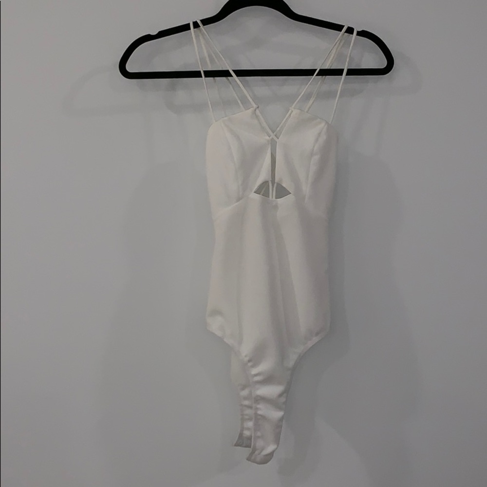 White lace up bodysuit